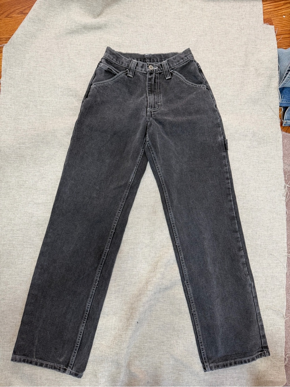 J Galt Jeans Womens Small Black Charcoal Carpenter Straight Leg 90s Y2K Hi Rise